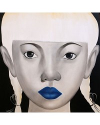 YUKI HAND PAINTED CANVAS | GIRL WITH BLUE LIPS