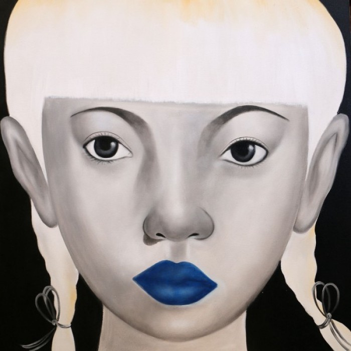 YUKI HAND PAINTED CANVAS | GIRL WITH BLUE LIPS