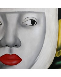 YUKI HAND PAINTED CANVAS | GIRL WITH RED LIPS