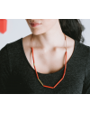 LOVEHATE LINEAR BRASS NECKLACE in VERMILLION RED