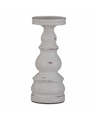 CARVED WOODEN CANDLE HOLDER | WHITE